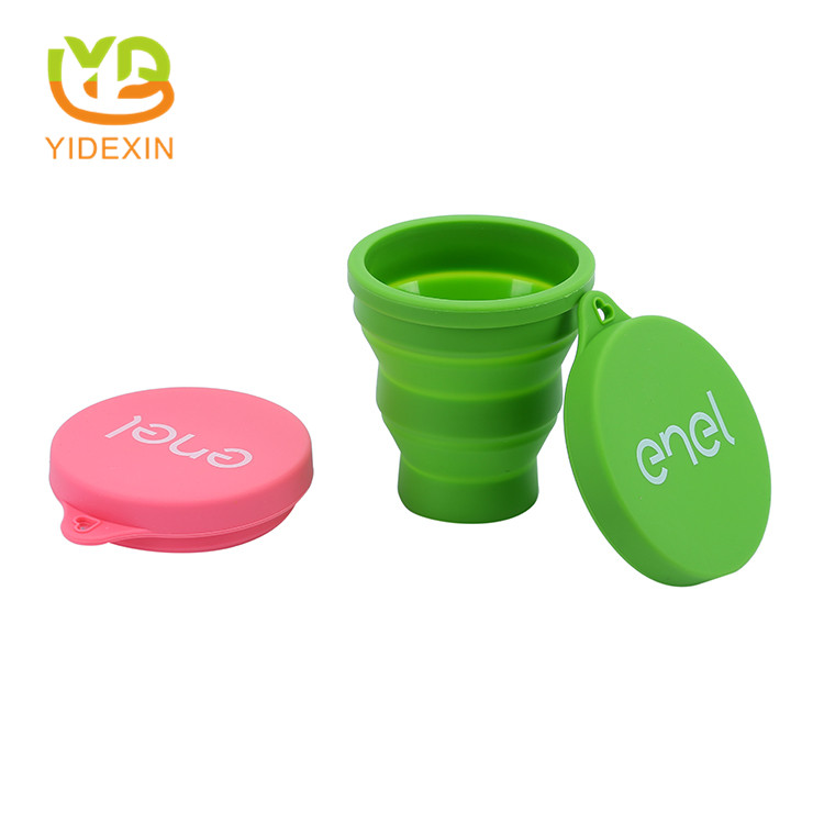 Travel silicone foldable cup with lid