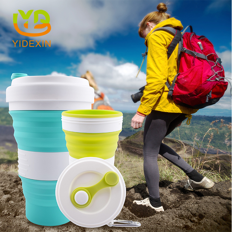 Silicone portable coffee mug with lid 