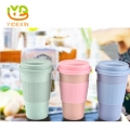 Personalized Travel Reusable Wheat Straw Mugs With Silicone Sleeve and Lid