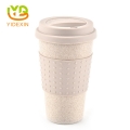 Personalized Travel Reusable Wheat Straw Mugs With Silicone Sleeve and Lid