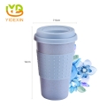 Personalized Travel Reusable Wheat Straw Mugs With Silicone Sleeve and Lid