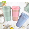 Personalized Travel Reusable Wheat Straw Mugs With Silicone Sleeve and Lid