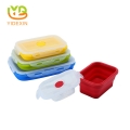 Professional 2/3 compartment silicone folding lunch box with cover and spoon