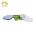 Professional 2/3 compartment silicone folding lunch box with cover and spoon