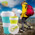 Fancy Leakproof Silicone Collapsible Reusable Drinking Coffee Cup with Lid