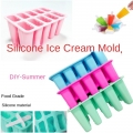 Diy Silicone Popsicle Ice Cream Mold 10 Sticks Silicone Ice Cream With Lid Silicone Popsicle Ice Cream Mould Bpa Free