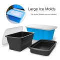 Custom Portable Food Grade Giant Extra Large Flexible Silicone Ice Cubes Maker Tray Molds Container With Lid Ice Block Mold